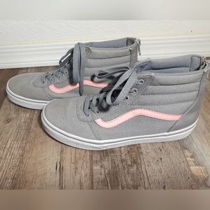 Vans Off The Wall High Top Shoes (Pink and Grey, size 5)